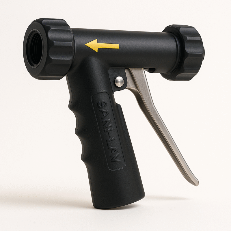 Sani-Lav N1AB Black Lightweight Aluminum Insulated Spray Nozzle with Stainless Steel Handle